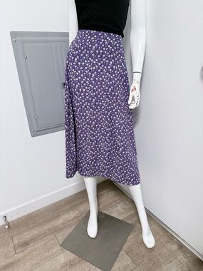 NEW Purple Floral Midi Skirt